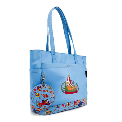 Canvas Tote Bag Sling Bag , Digtal Printing Blue Crossbody Bag With Coin Pouch