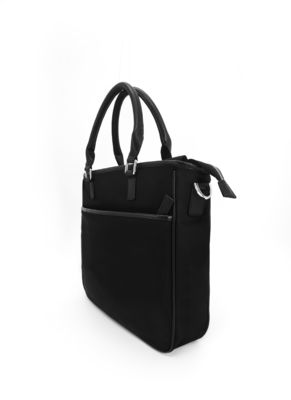 Polyester Fabric Lined Crossbody Tote Handbag Black Color Multifunctional