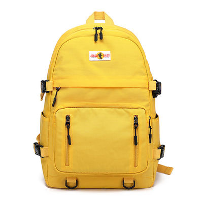 Unisex Yellow Soft Nylon Backpack With Top Handle Zipper Closure