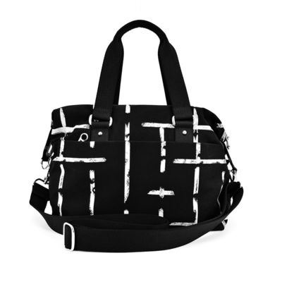 Unisex Black Crossbody Bag Tote With Fabric Lining Double Handles