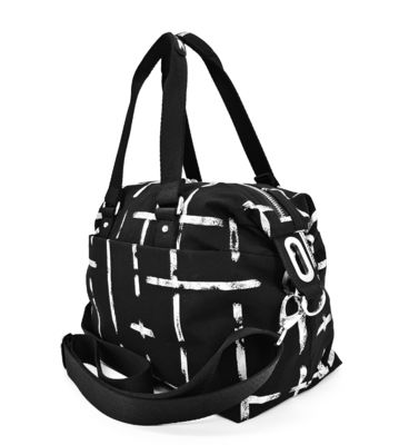 Unisex Black Crossbody Bag Tote With Fabric Lining Double Handles