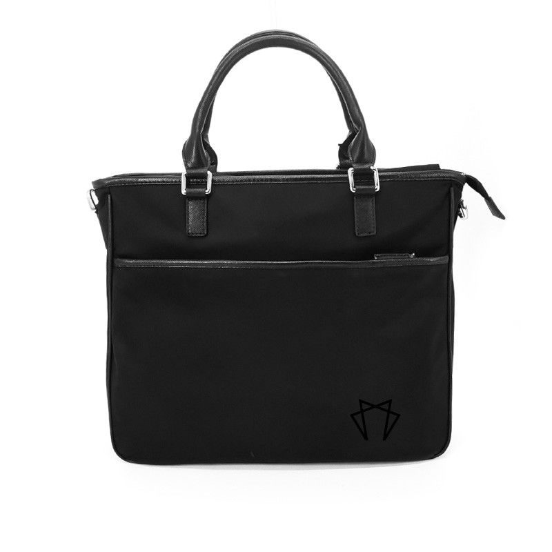 Polyester Fabric Lined Crossbody Tote Handbag Black Color Multifunctional
