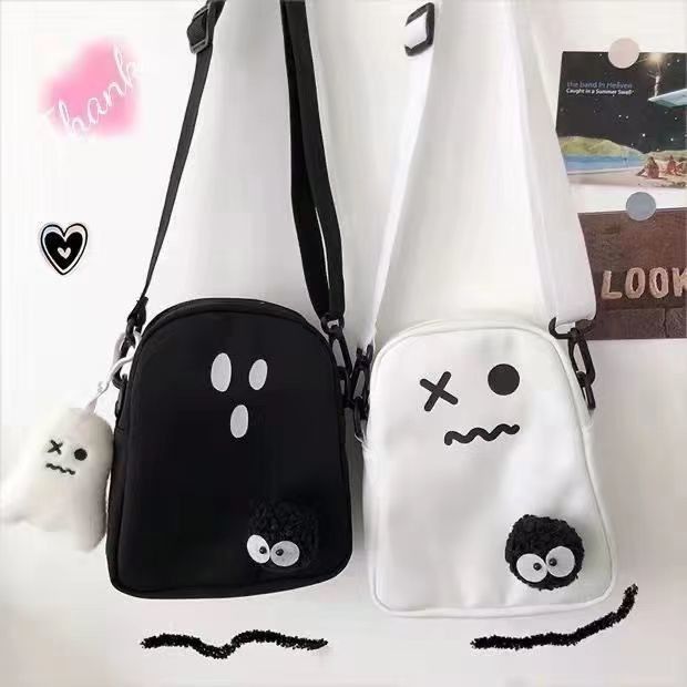 Females Cute Shoulder Crossbody Bags Black Color With Adjustable Strap