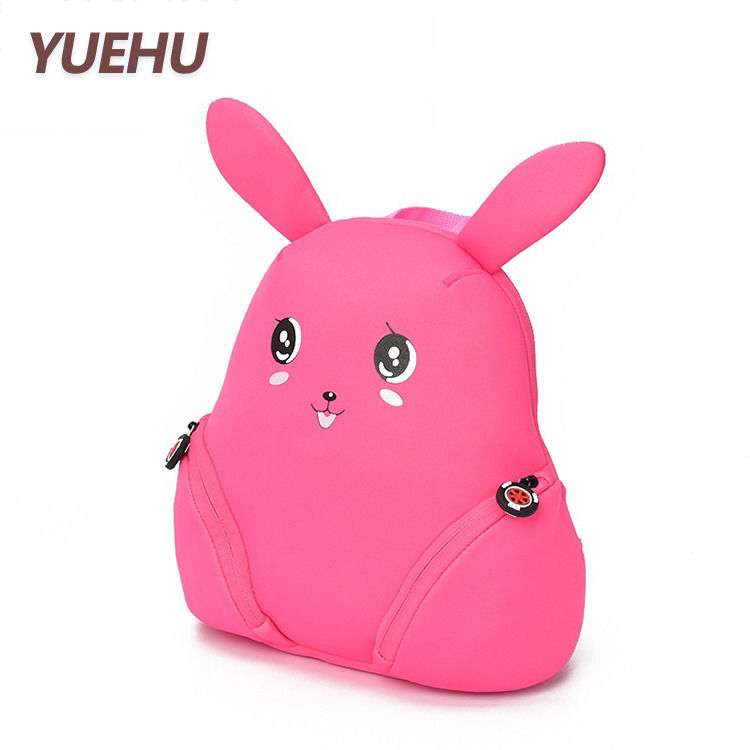 Solid Pattern Fashionable Mini Backpacks , Cute Bunny Backpack Pink Color